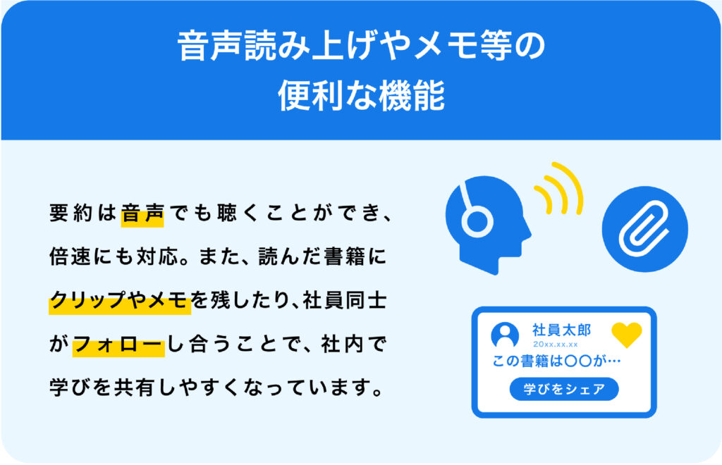 音声読み上げやメモ等の便利な機能